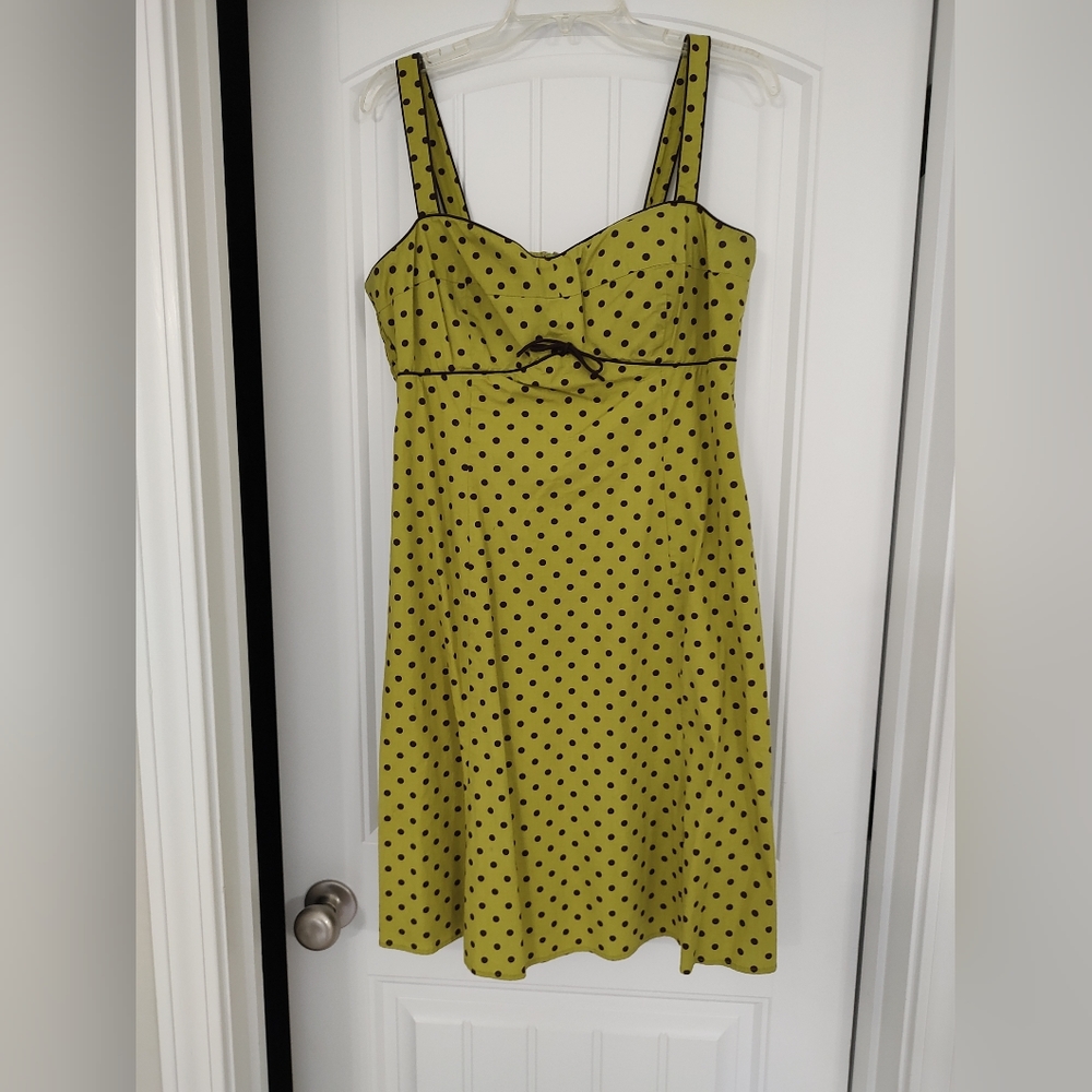 Green With Brown Polka Dots Dress